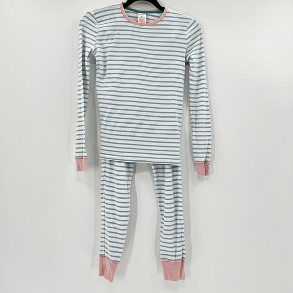 Boden Girls White and Blue Striped PJ Set 14 Kids - Picture 1 of 6